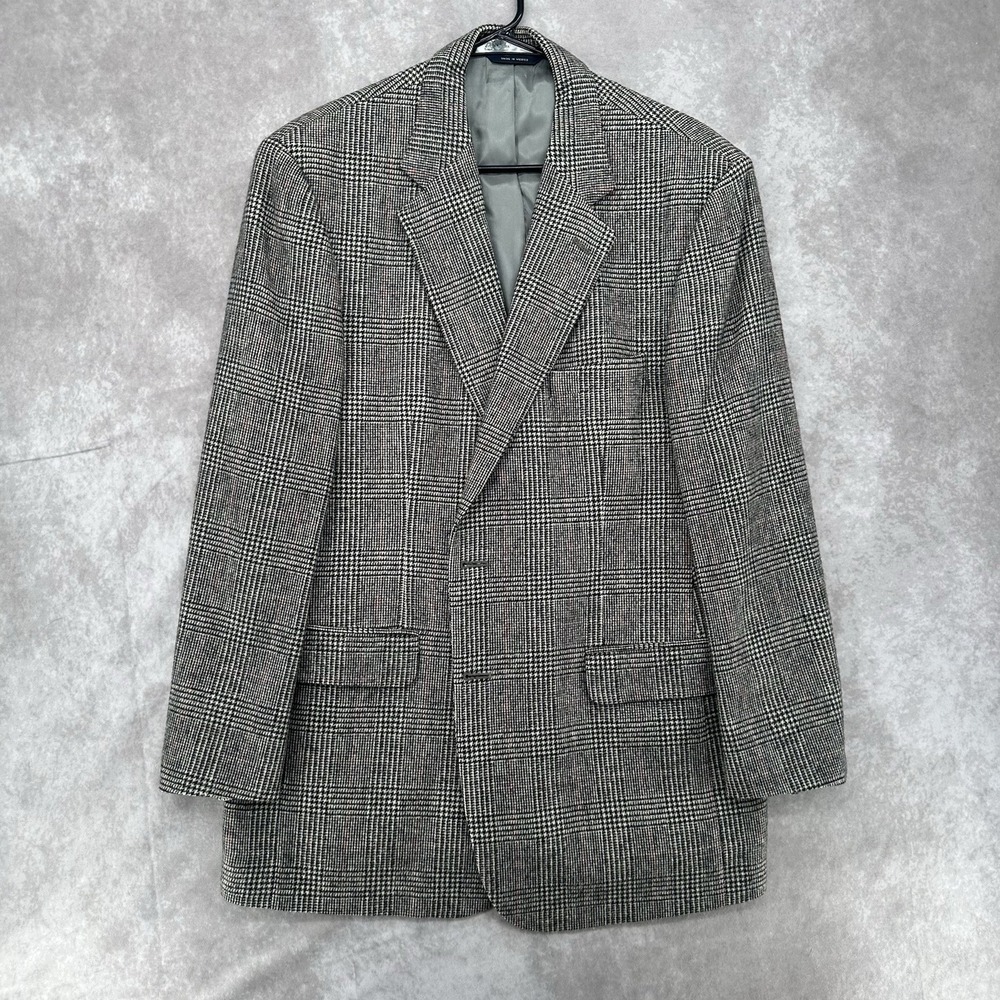Brooks Brothers Men's 100% Camel Hair Grey Plaid Blazer Sz 42R